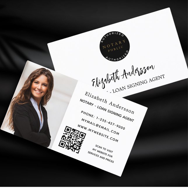 Notar Unterzeichnung Agent White Foto QR Logo Visitenkarte (Von Creator hochgeladen)