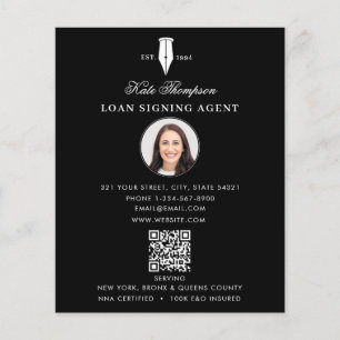 Notar-Unterzeichnungsagent  Moderne schwarze QR-Co Flyer
