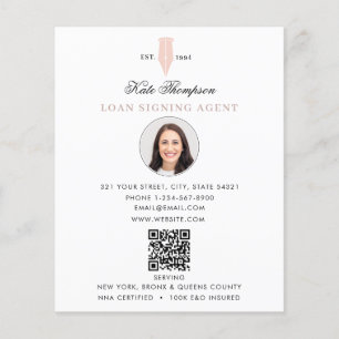 Notar-Unterzeichnungsagent  Modernes rosa QR-Code- Flyer
