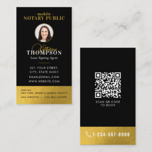 Notar-Unterzeichnungsagent Schwarzes Gold Foto QR- Visitenkarte