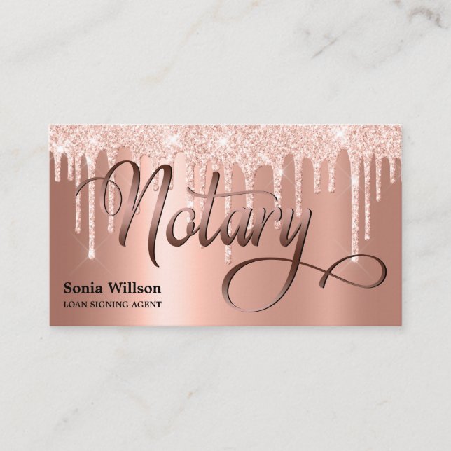 Notarchiv für Rose, goldfarbene Schreibfeder Visitenkarte (Vorderseite)