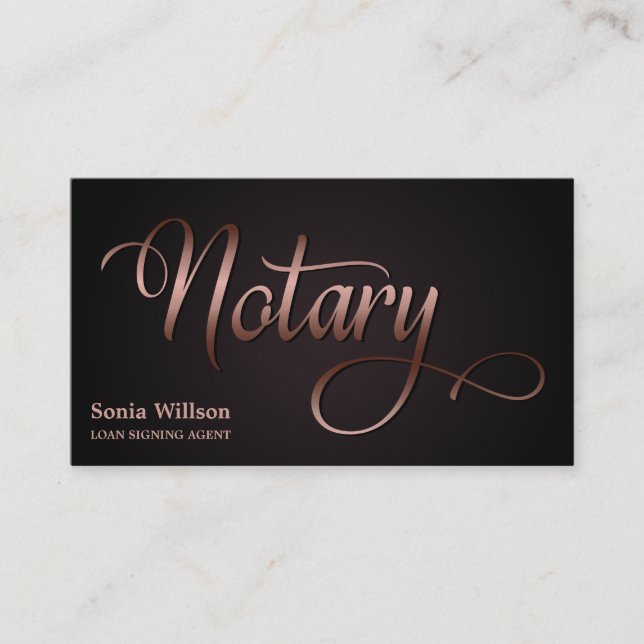 Notarchiv für Rose, goldfarbene Schreibfeder Visitenkarte (Vorderseite)