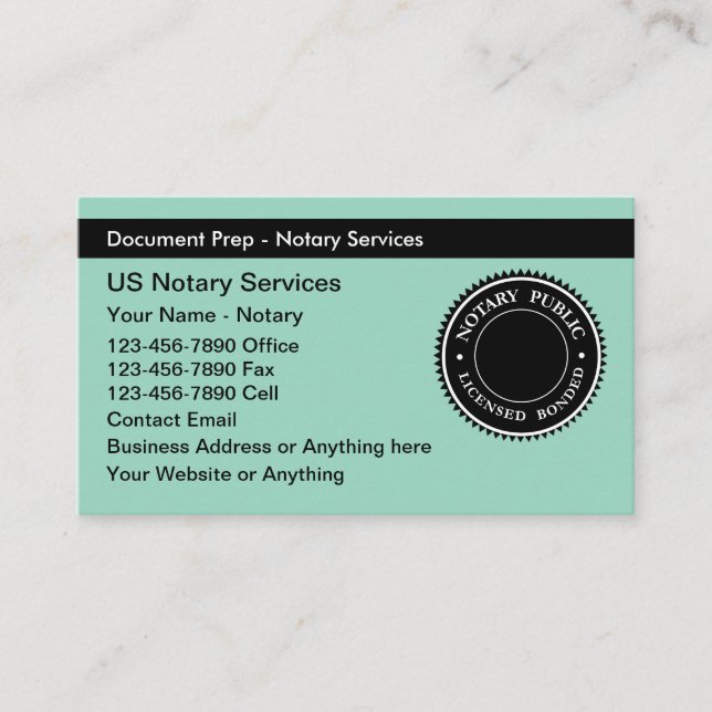 Notare Public Classic Business Cards Visitenkarte (Vorderseite)