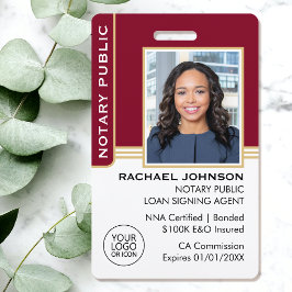 Notare Public Loan Signing Agent ID Burgundy Gold Ausweis