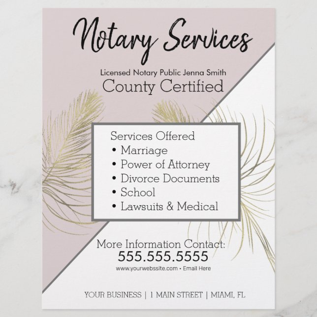 Notare Services Pink Gold Business Flyer (Vorne)