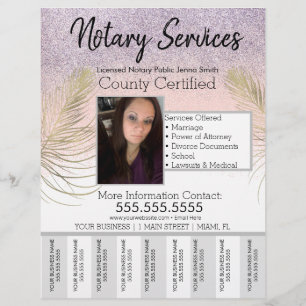 Notariatsdienstleistungen Pink Gold Glitter Tear O Flyer