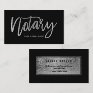 Notarische elegante silberne Typografie schwarz Visitenkarte