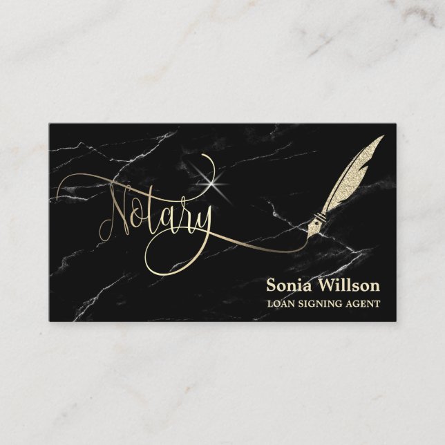 Notarische Rose, vergoldete Schreibfeder Visitenkarte (Vorderseite)