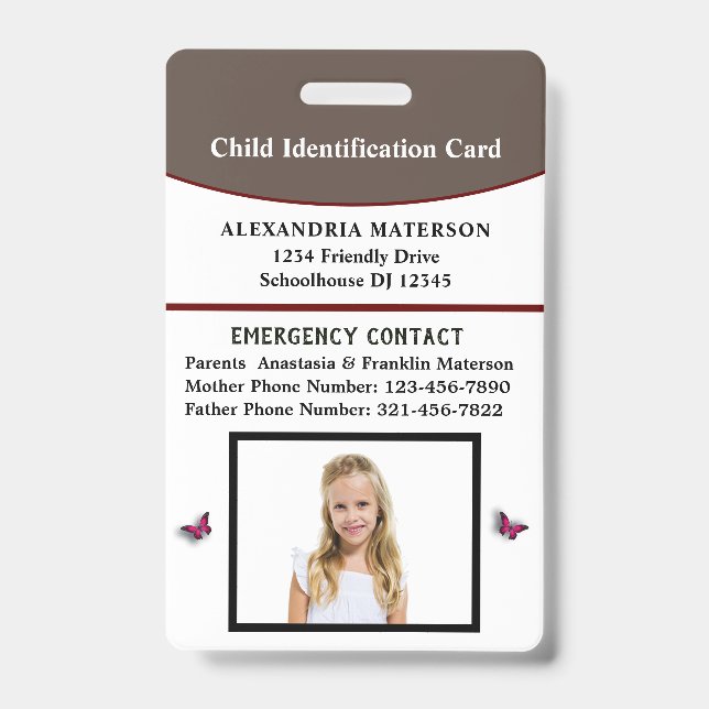 Notarkarte für Kinder-ID Ausweis (Vorderseite)