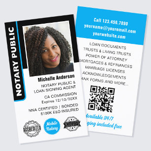 Notarkredit Signieren Agent Foto ID Blue Visitenkarte