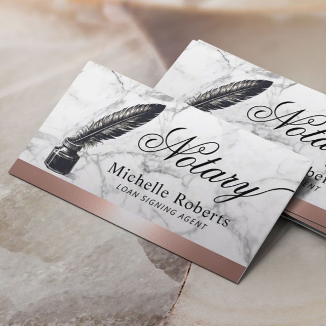 Notarkredit Signierung Agent Rose Gold Border QR C Visitenkarte (Von Creator hochgeladen)