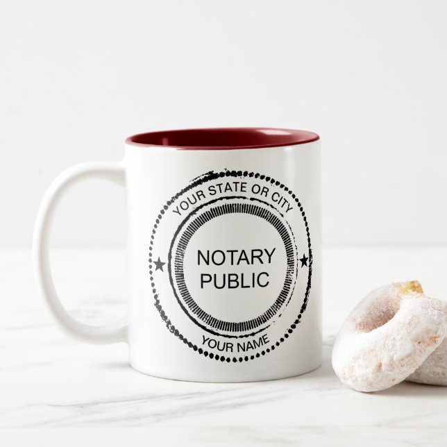Notarname des öffentlichen Not leidenden Siegels S Zweifarbige Tasse (Mit Donut)