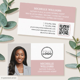 Notarsignatur Agent Foto Logo QR Code Dusty Pink Visitenkarte