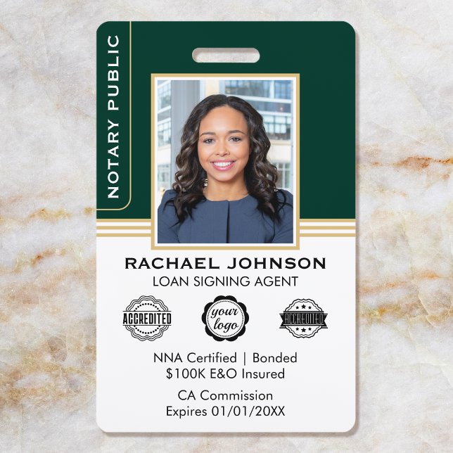 Notarsignatur im klassischen Stil - Agent-ID Grün  Ausweis (Von Creator hochgeladen)