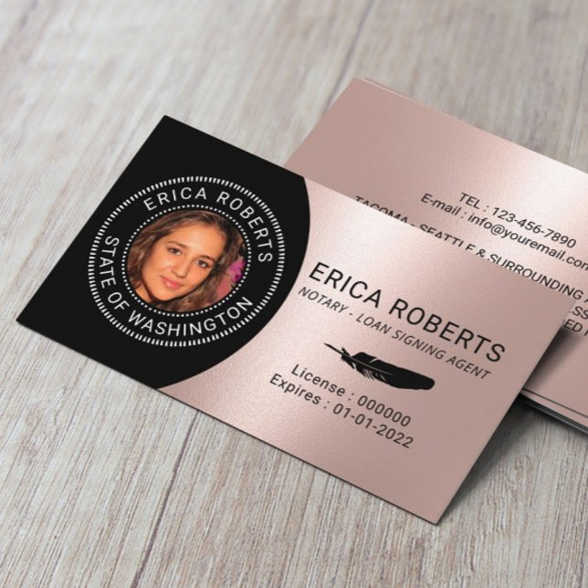 Notary Briefmarke Loan Signing Agent Rose Gold Fot Visitenkarte (Von Creator hochgeladen)