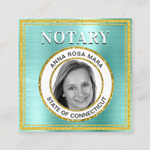 *~* NOTARY FOTO METAL AQUA Agent Quadratische Visitenkarte