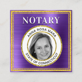 *~* NOTARY FOTO METAL LILA Signage Agent Squar Quadratische Visitenkarte