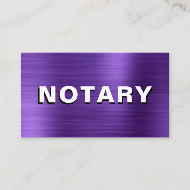 *~* NOTARY FOTO METAL LILA Signature Agent Visitenkarte (Vorderseite)