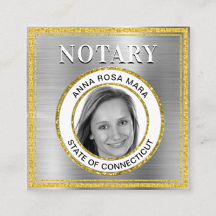 *~* NOTARY FOTO METAL SILVER Signierung Agent Quadratische Visitenkarte