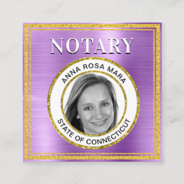 *~* NOTARY FOTO METAL VIOLET Signieren Agent  Quadratische Visitenkarte