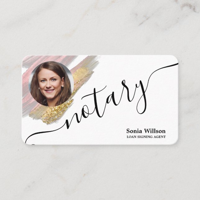 Notary Loan Signature Agent Moderne Add your Foto Visitenkarte (Vorderseite)