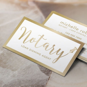 Notary Loan Signature Agent Moderne Goldtypografie Visitenkarte
