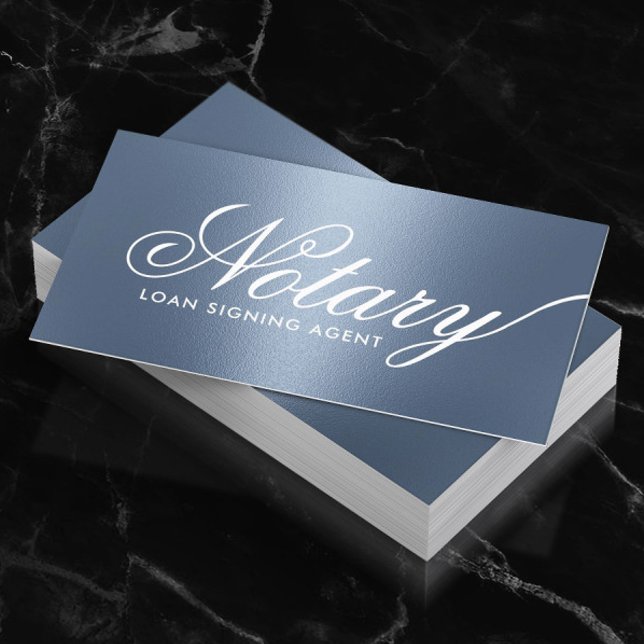 Notary Loan Signature Agent Typografie Dusty Blue Visitenkarte (Von Creator hochgeladen)