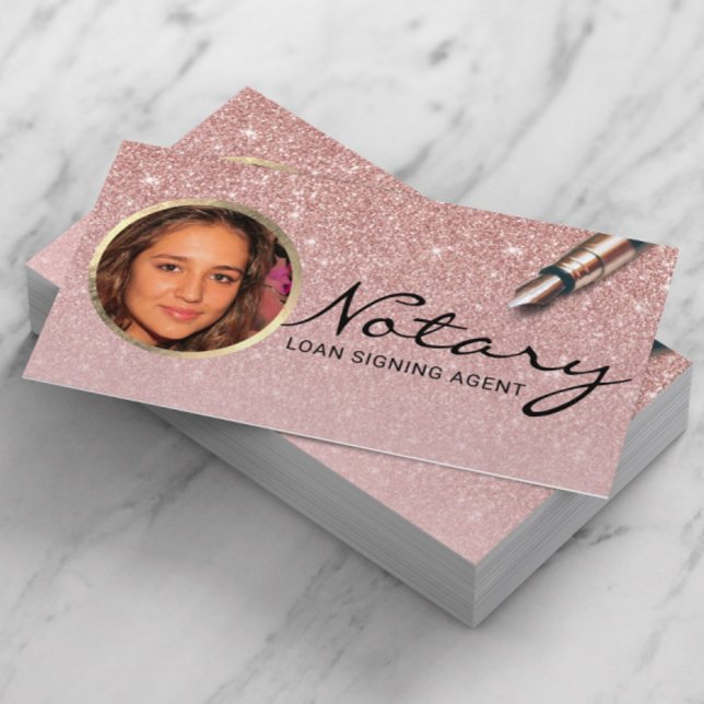 Notary Loan Signing Agent Blush Rose Gold Foto Visitenkarte (Von Creator hochgeladen)