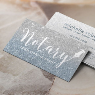 Notary Loan Signing Agent Dusty Blue Silver Ombre Visitenkarte