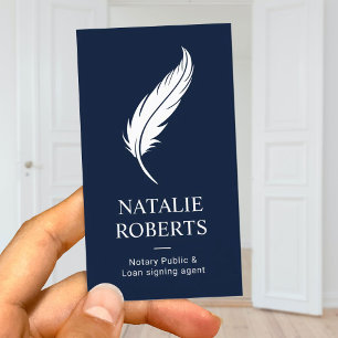 Notary Loan Signing Agent Feather Quill Pen Marine Visitenkarte