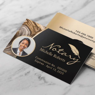 Notary Loan Signing Agent Gold Agate Foto Visitenkarte