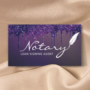 Notary Loan Signing Agent Lila Glitzer Tropfen Visitenkarte