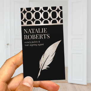 Notary Loan Signing Agent Luxury Gold Quill Pen Visitenkarte