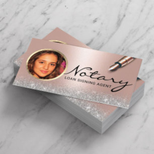 Notary Loan Signing Agent Moderne Rose Gold Foto Visitenkarte