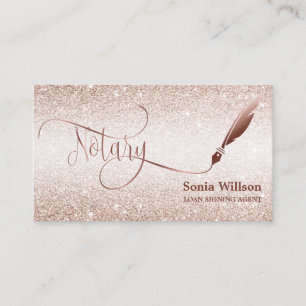 Notary Loan Signing Agent Moderne Rose Gold Glitze Visitenkarte