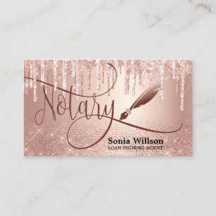 Notary Loan Signing Agent Moderne Rose Gold Glitze Visitenkarte