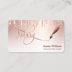 Notary Loan Signing Agent Moderne Rose Gold Glitze Visitenkarte