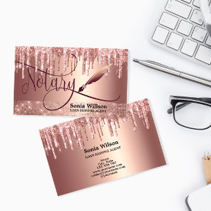 Notary Loan Signing Agent Moderne Rose Gold Glitze Visitenkarte