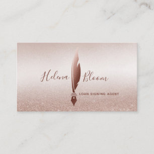 Notary Loan Signing Agent Moderne Rose Gold Glitze Visitenkarte