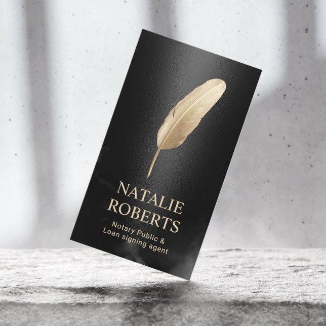Notary Loan Signing Agent Moderner Black & Gold Visitenkarte (Von Creator hochgeladen)
