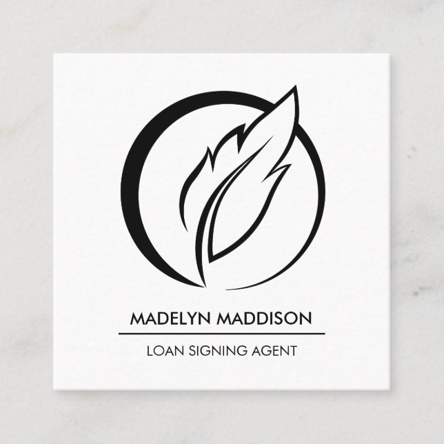 Notary Loan Signing Agent Moderner Schwarz & Weiß Quadratische Visitenkarte (Vorderseite)