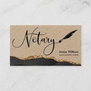 Notary Loan Signing Agent Modernes Black Gold Agat Visitenkarte