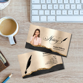 Notary Loan Signing Agent Modernes Black Gold Foto Visitenkarte
