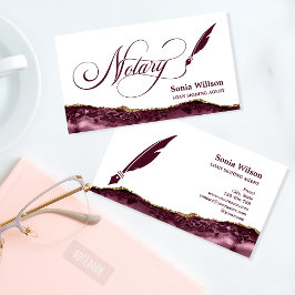 Notary Loan Signing Agent Modernes Burgund Agate Visitenkarte