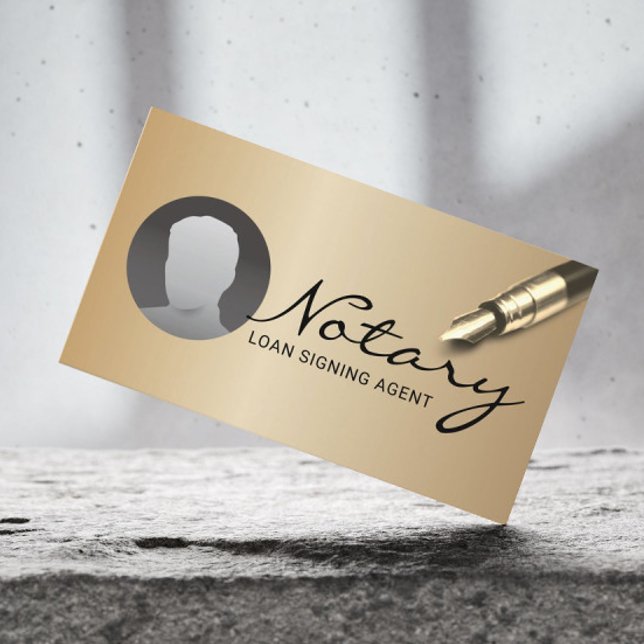 Notary Loan Signing Agent Modernes Gold Foto Visitenkarte (Von Creator hochgeladen)