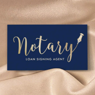 Notary Loan Signing Agent Navy Blue & Gold Visitenkarte