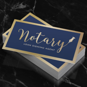 Notary Loan Signing Agent Navy & Gold Foto Visitenkarte