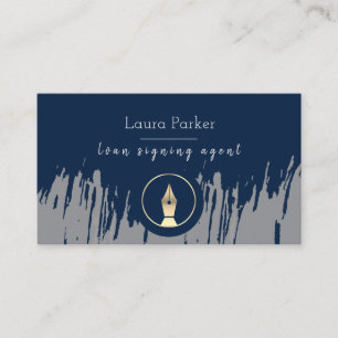 Notary Loan Signing Agent Nib Gray Gold Writer Visitenkarte