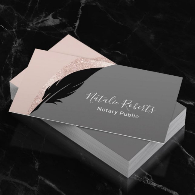 Notary Loan Signing Agent Quill Pen Rose Gold Visitenkarte (Von Creator hochgeladen)