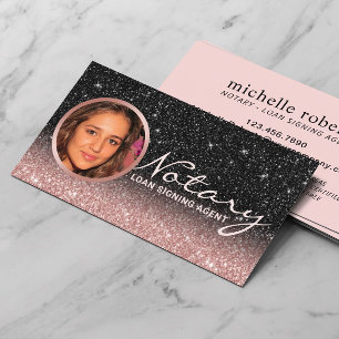 Notary Loan Signing Agent Rose Gold & Black Foto Visitenkarte